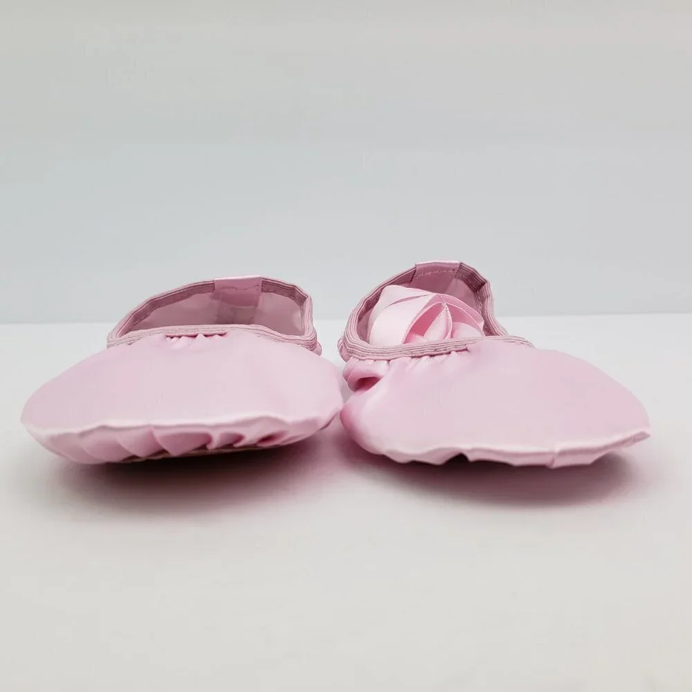 Triple Deer Toddler Girls Sz 13 Pink Satin Ribbon Leather Sole Dance Ballet Shoe